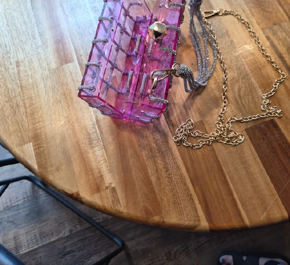 Purple Chain-Embellished Women's Bag - Picture 3 of 9